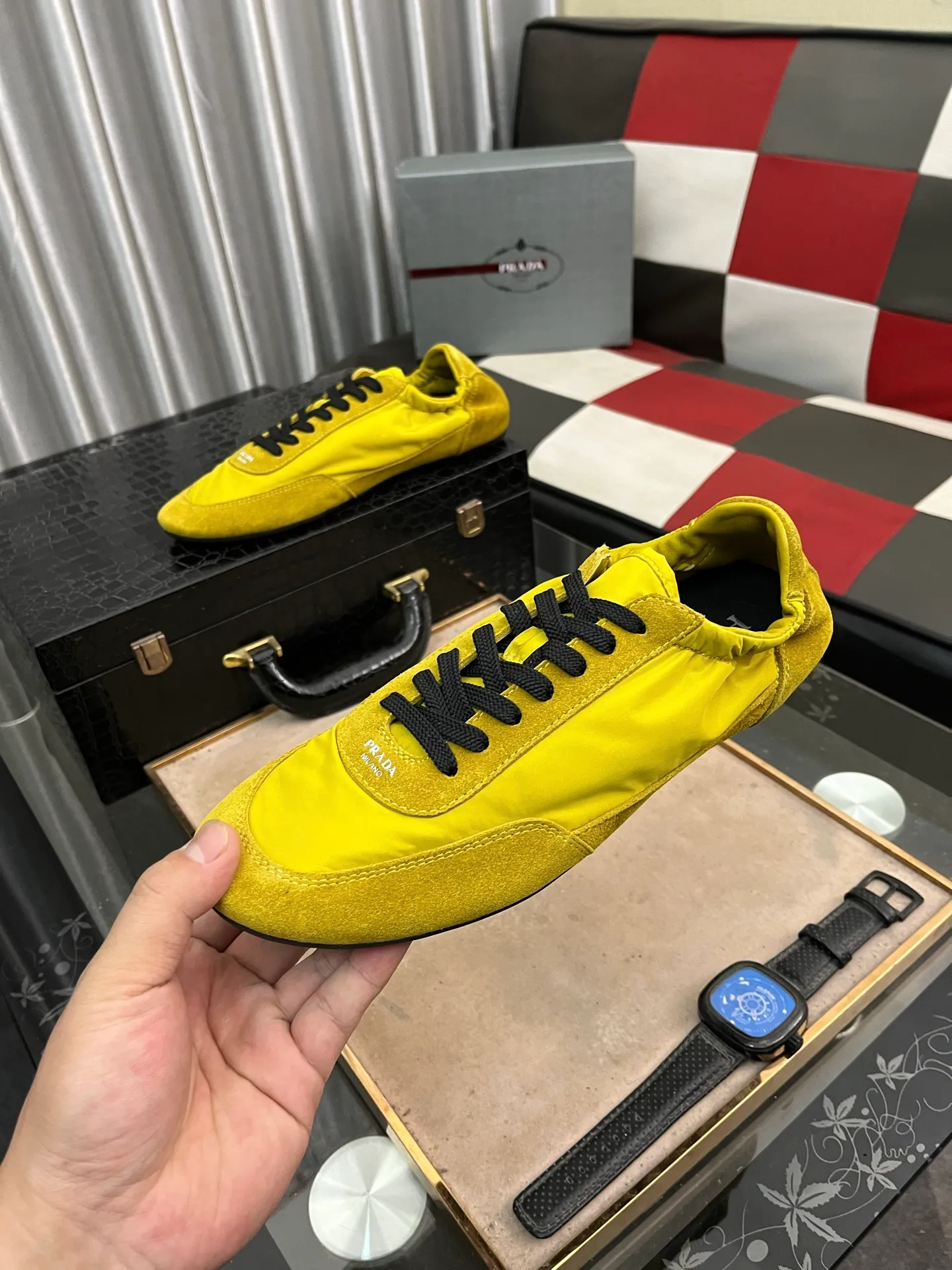 Men's shoes 💰500⌚️⌚️【PRADA】Prada - high-end quality original order 🔍🔍🔍 casual sports shoes - Upper: 🔝Nappa calfskin, brand high mercerized canvas, shoe body brand metal fasteners, tongue silk screen brand logo - Lining: water-dyed cowhide - Outsole: ultra-light TPU foam; molded outsole -Ultra-high quality control and fine workmanship: outstanding (high-end, extravagance, class) -Size: 38-446️⃣colors available